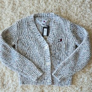 Tommy Hilfiger Speckled Knit Cardigan in Cream